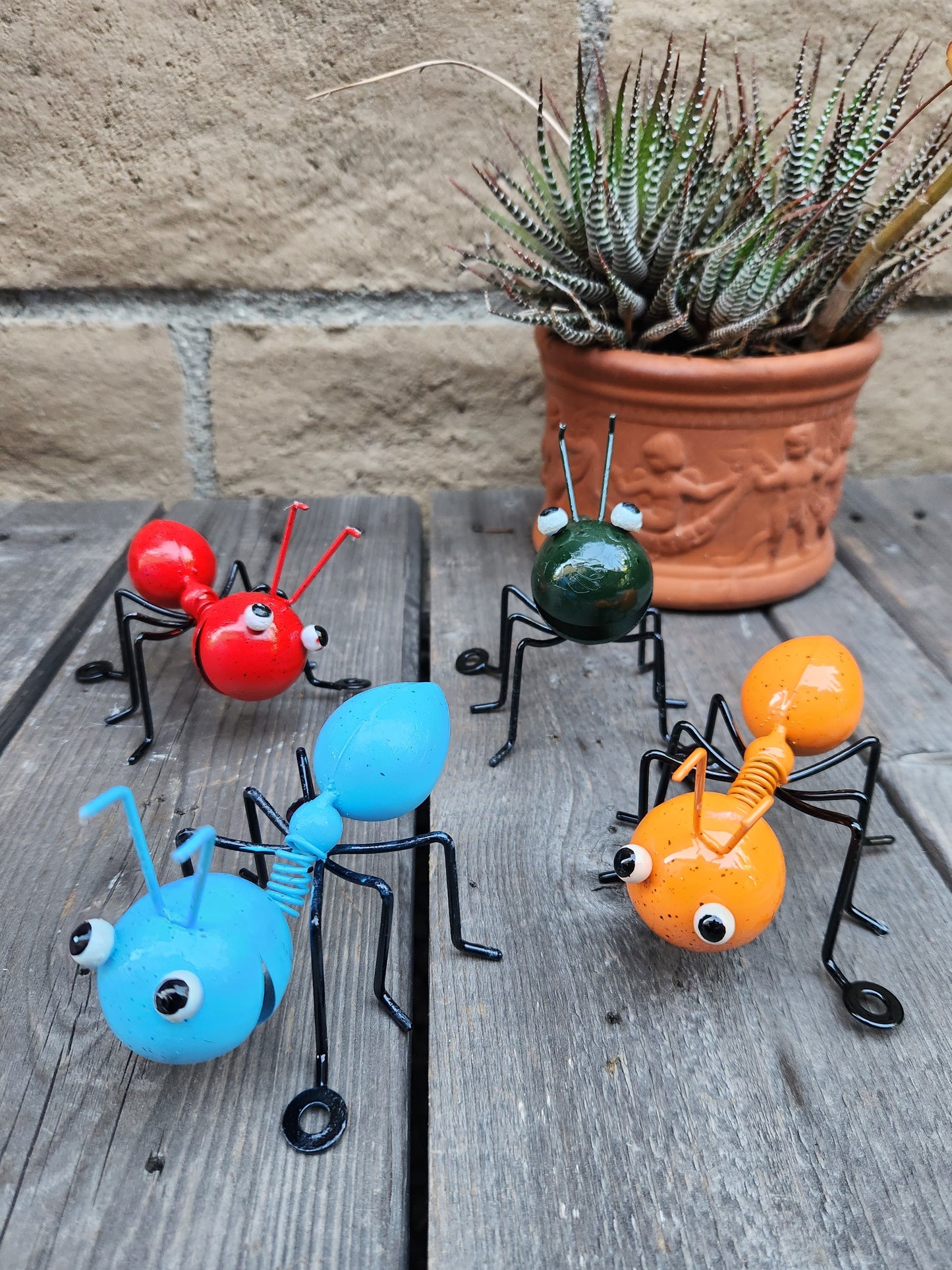 Set of 4, Vibrant Colorful Insect - Metal Yard Art, CHOOSE Style