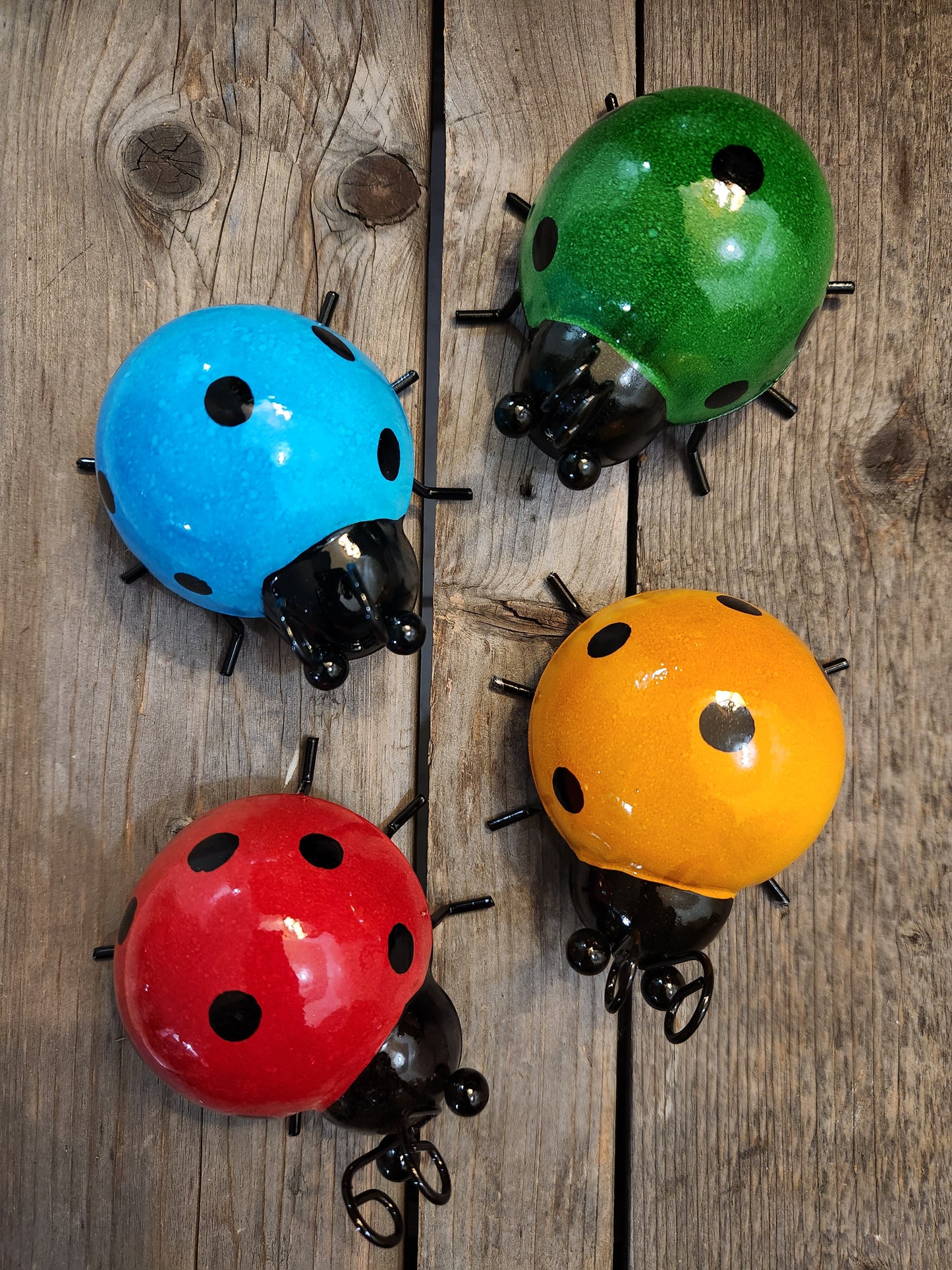 Set of 4, Vibrant Colorful Insect - Metal Yard Art, CHOOSE Style