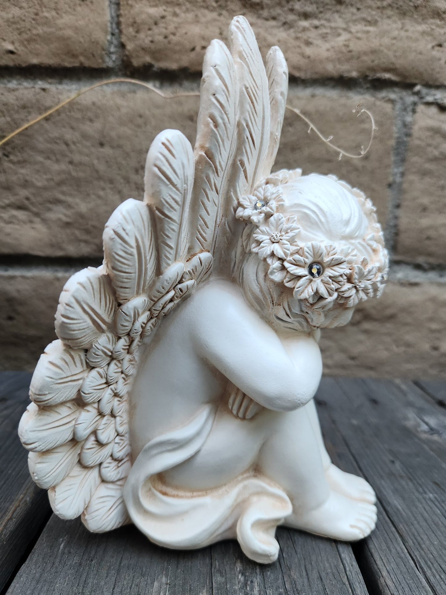 Napping Solar Garden Angel Statue