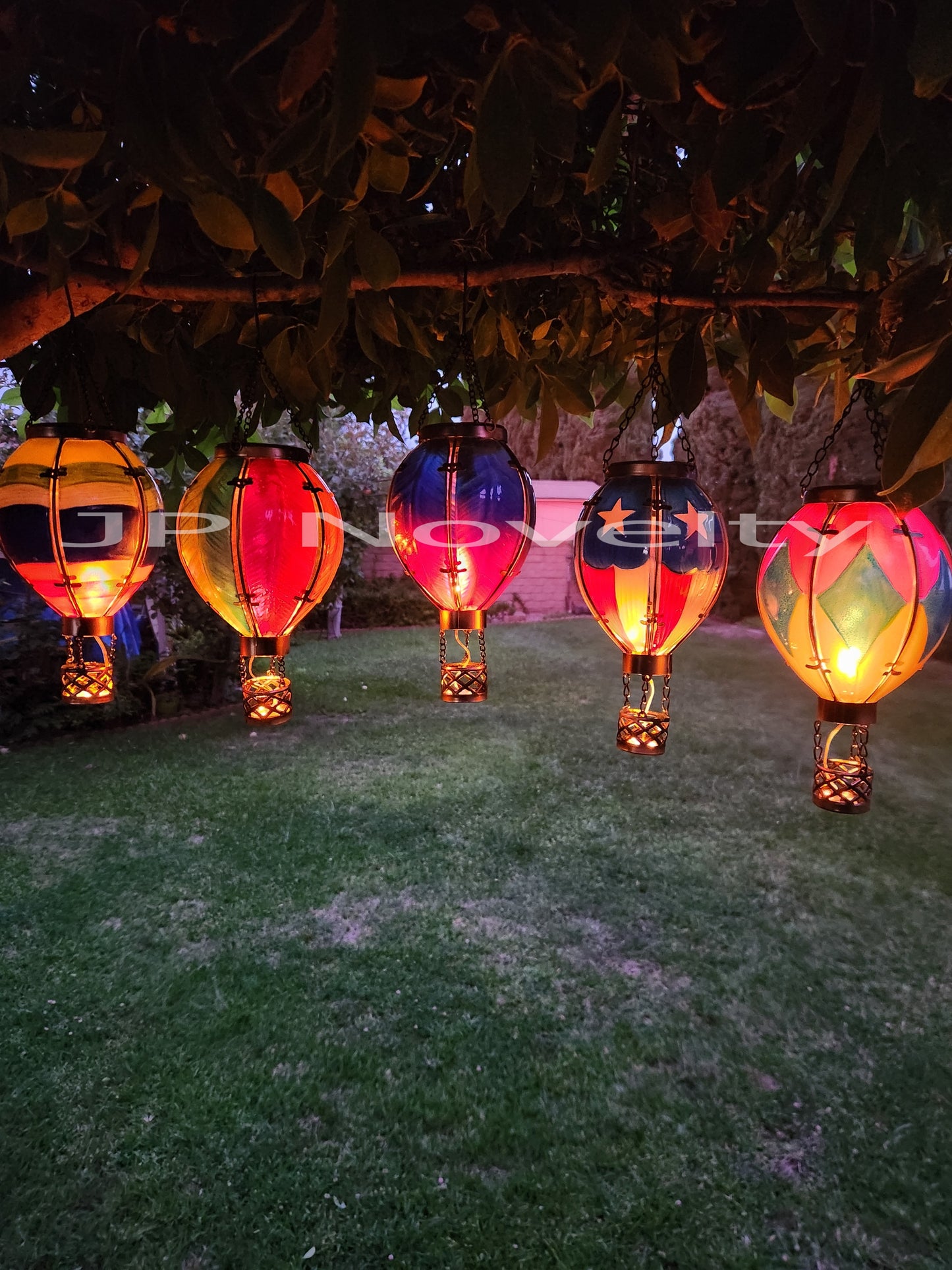 Artisan Flickering Solar Light Hot Air Balloon - Hand Painted, CHOOSE Color