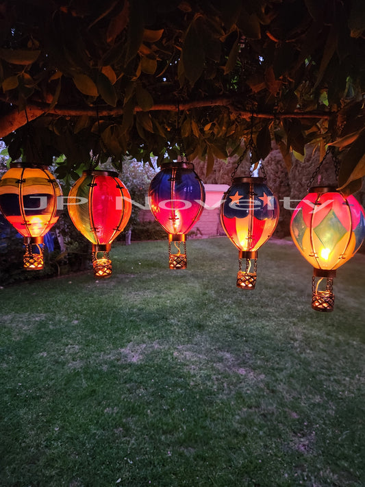 Artisan Flickering Solar Light Hot Air Balloon - Hand Painted, CHOOSE Color